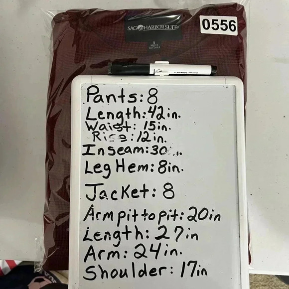 Sag Harbour Herringbone Power Suit Set Womens 8 Lined Burgundy Business Casual - Picture 16 of 16